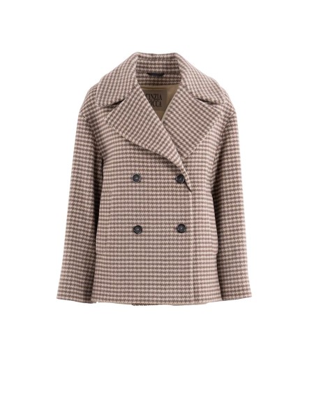 Shop CINZIA ROCCA  Coat: Cinzia Rocca short double-breasted coat with maxi lapels in pure wool.
Double-breasted.
Long sleeves.
Button closure.
Composition: 100% Wool.
Made in Italy.. B254001 65G2 -2